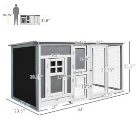 Chicken Coop Wooden Chicken House Rabbit Hutch Poultry Cage Hen Pen  PC Roof With Run Box